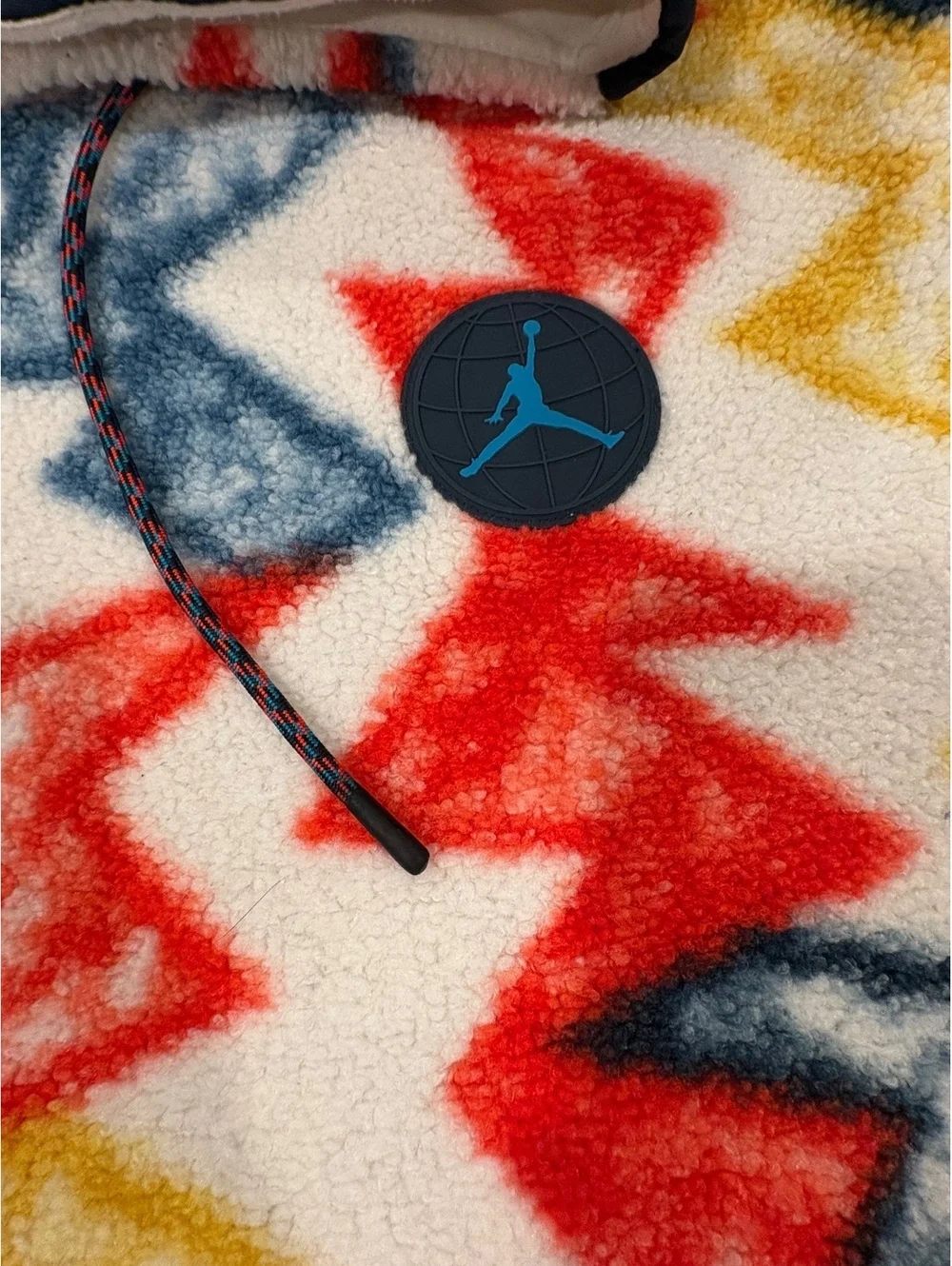 Jordan Fleece Pullover Hoodie with Colorful Geometric Pattern
